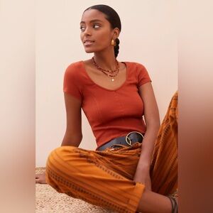 Maeve Anthropologie - Sweetheart Top - Burnt Orange - Large - Good Condition!!